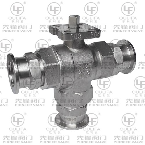 Vertical Tri-Clamp 3-Way Ball Valve Q83F